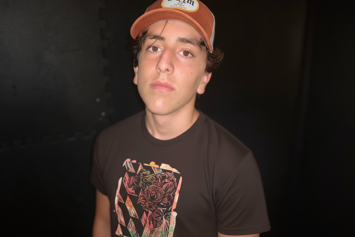 Model 1 - Dark Brown Floral Tee