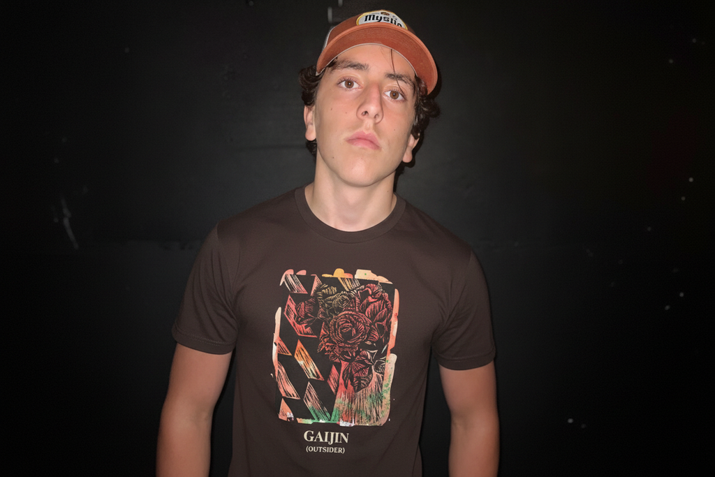 Model 4 - Dark Brown Floral Tee