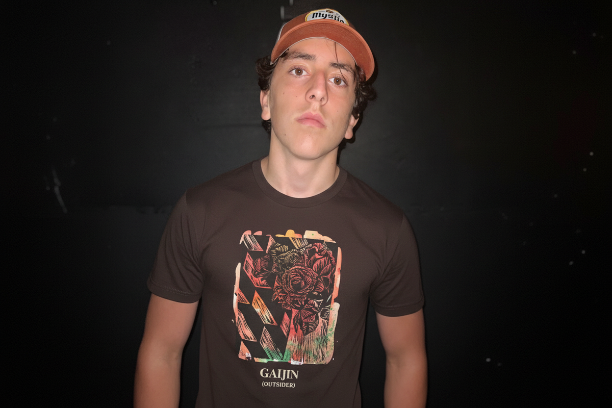 Model 4 - Dark Brown Floral Tee